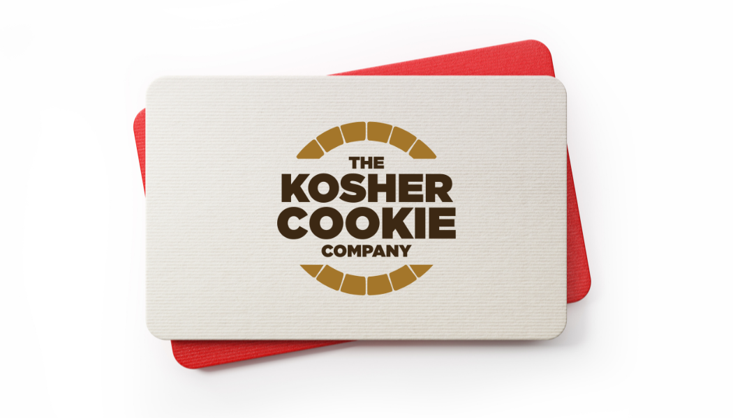 kosher cookie gift card  with 'The Kosher Cookie Company' logo on a white background