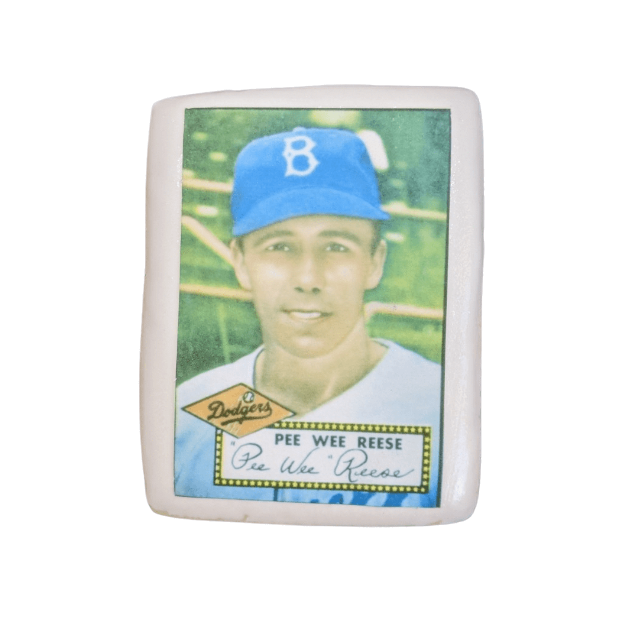 Pee Wee Reese baseball card cookie for LA Dodgers